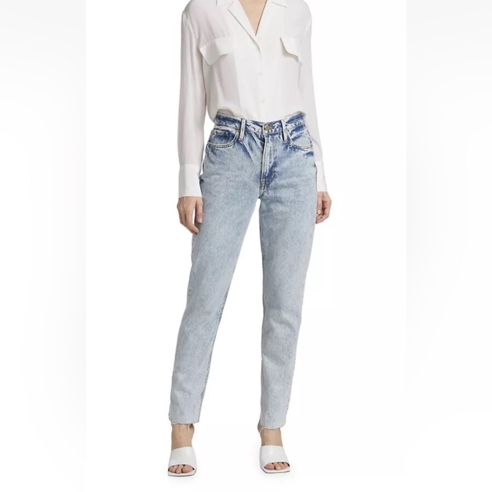 FRAME Le Piper Women’s Size 23 Light Wash Hem Accent Denim Low-Rise Blue Jeans
